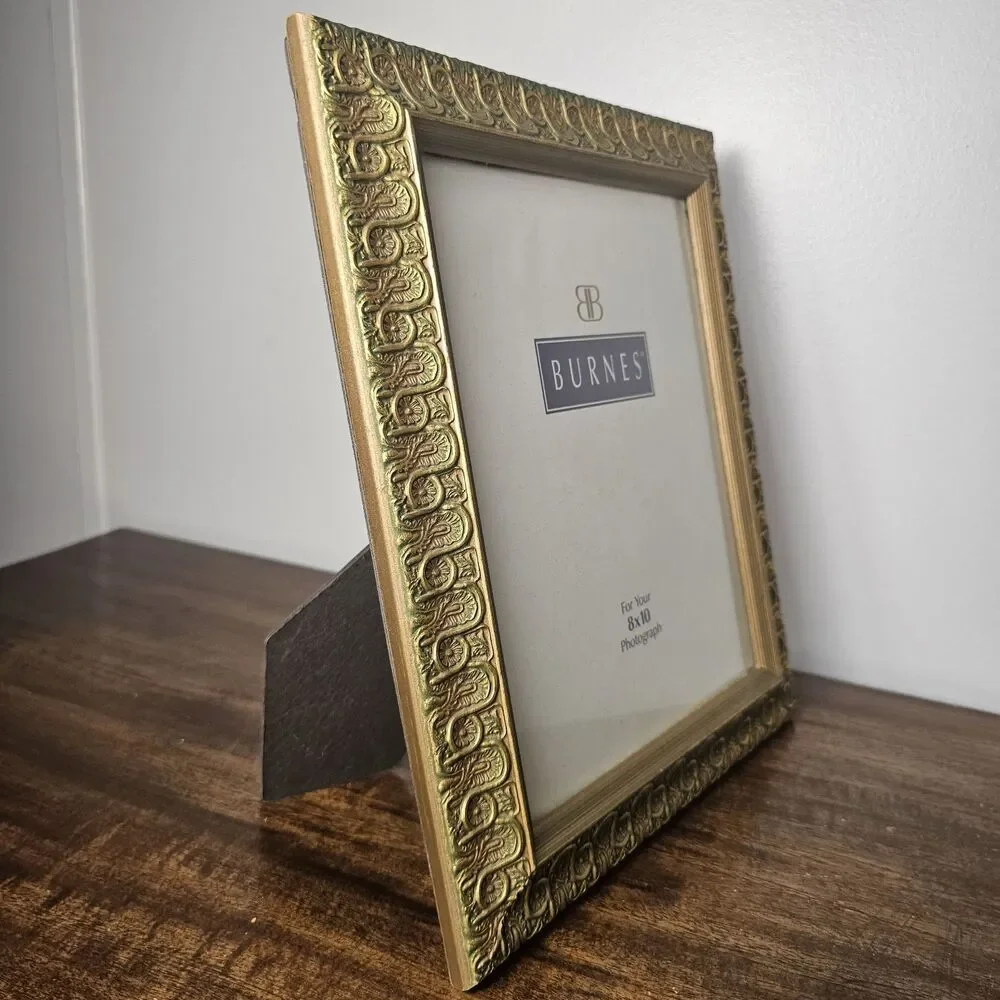 Vintage Burnes of Boston Gold-Tone Wood Picture Frame 8x10 Embossed Vine Design